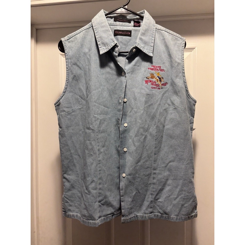 Vintage Cypress Denim Ultra‎ Club Prescott Frontier Days Rodeo Women's Button Up